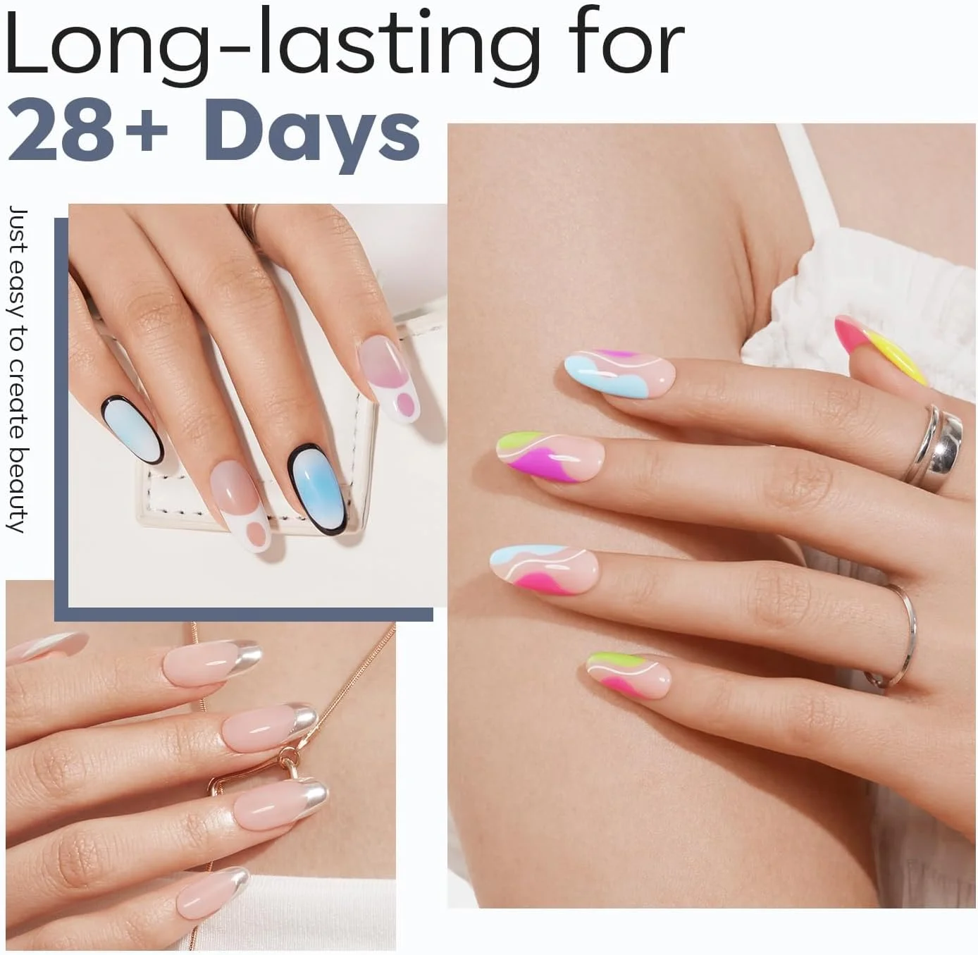 نکات ناخن مصنوعی بیضی گرد متوسط Modelones - 510 عدد نوک ژلی نیمه مات از پیش شکل داده شده پوشش کامل ژل اکریلیک شفاف ناخن های مصنوعی برای اکستنشن DIY سالن 15 سایز