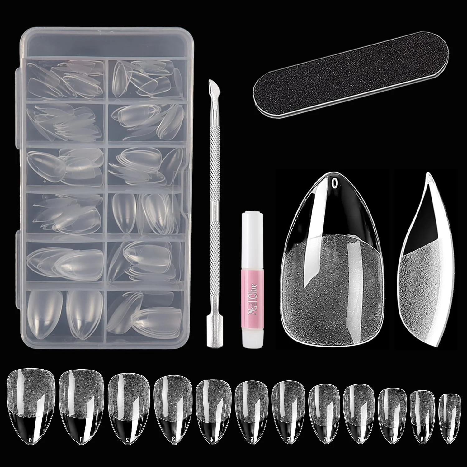 ۱۲0 عدد تیپ ناخن بادامی کوتاه، نیمه مات، ژل نرم، بدون نیاز به سوهان کشی، از پیش فرم داده شده، پوشش کامل، مناسب برای کاشت ناخن بادامی اکریلیک، در ۱۰ سایز مختلف