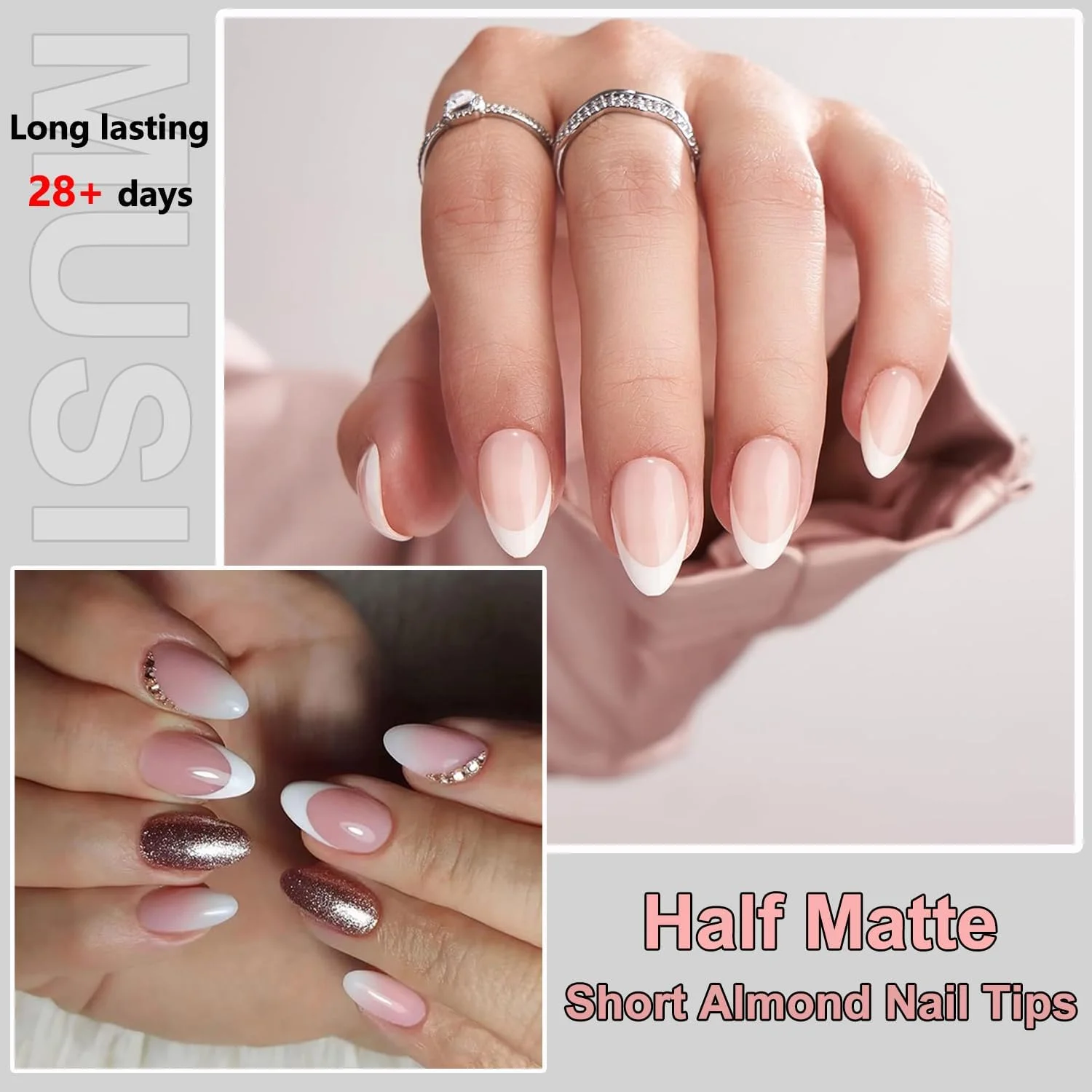 ۱۲0 عدد تیپ ناخن بادامی کوتاه، نیمه مات، ژل نرم، بدون نیاز به سوهان کشی، از پیش فرم داده شده، پوشش کامل، مناسب برای کاشت ناخن بادامی اکریلیک، در ۱۰ سایز مختلف