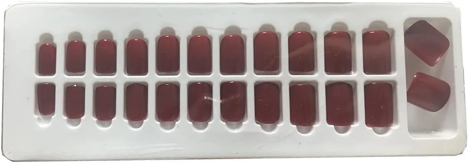 ۲۴ عدد ناخن مصنوعی چسبی، کوتاه، پوشش کامل، رنگ قرمز شرابی ۲۴ عدد ناخن مصنوعی چسبی، کوتاه، پوشش کامل، رنگ قرمز شرابی