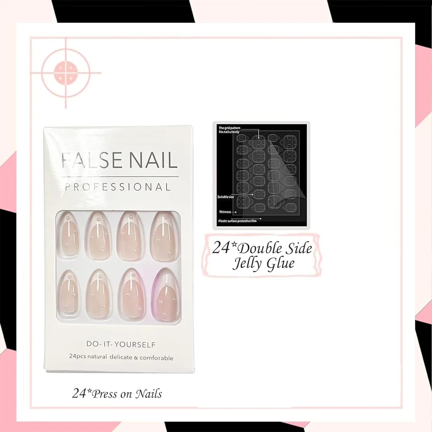 ناخن مصنوعی فرانسوی، ناخن های پرسی با طول متوسط، ناخن های چسبی نوک سفید مرواریدی اکریلیک، 24 عدد ناخن مصنوعی بادامی با چسب، ناخن های فیک ظریف برای زنان و دختران ناخن مصنوعی فرانسوی، ناخن های پرسی با طول متوسط، ناخن های چسبی نوک سفید مرواریدی اکریلیک، 24 عدد ناخن مصنوعی بادامی با چسب، ناخن های فیک ظریف برای زنان و دختران