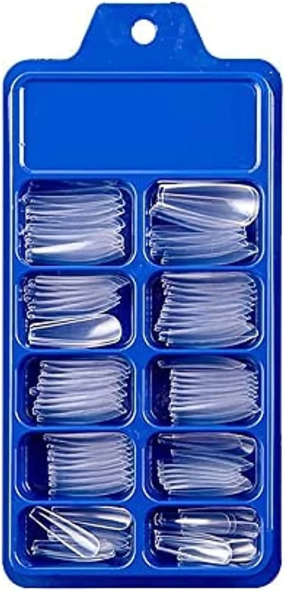 نکات ناخن ORiTi، 100 عدد، ناخن مصنوعی تابوتی شفاف، نکات ناخن مصنوعی بالرین بلند، مناسب برای سالن ناخن، تمرین مبتدیان طراحی ناخن