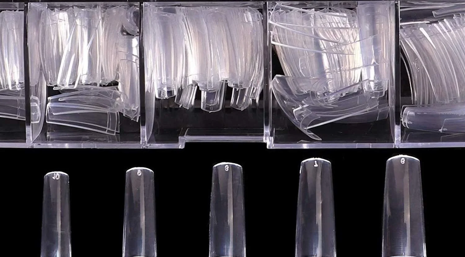 نکات ناخن مصنوعی حرفه ای C Curve، ناخن های مصنوعی اکریلیک فرانسوی، 10 سایز - شفاف - 500 عدد