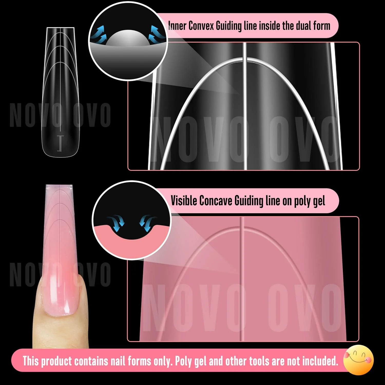 قالب های دوگانه ناخن مربعی نوو اوو برای اکستنشن پلی ژل با خط راهنما در داخل، XL XXL قابل استفاده مجدد پوشش کامل اکریلیک سازنده ژل سخت پلی ژل، 15 سایز 150 عددی قالب های دوگانه ناخن مربعی نوو اوو برای اکستنشن پلی ژل با خط راهنما در داخل، XL XXL قابل استفاده مجدد پوشش کامل اکریلیک سازنده ژل سخت پلی ژل، 15 سایز 150 عددی