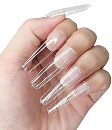 نکات ناخن مصنوعی حرفه ای C Curve، ناخن های مصنوعی اکریلیک فرانسوی، 10 سایز - شفاف - 500 عدد