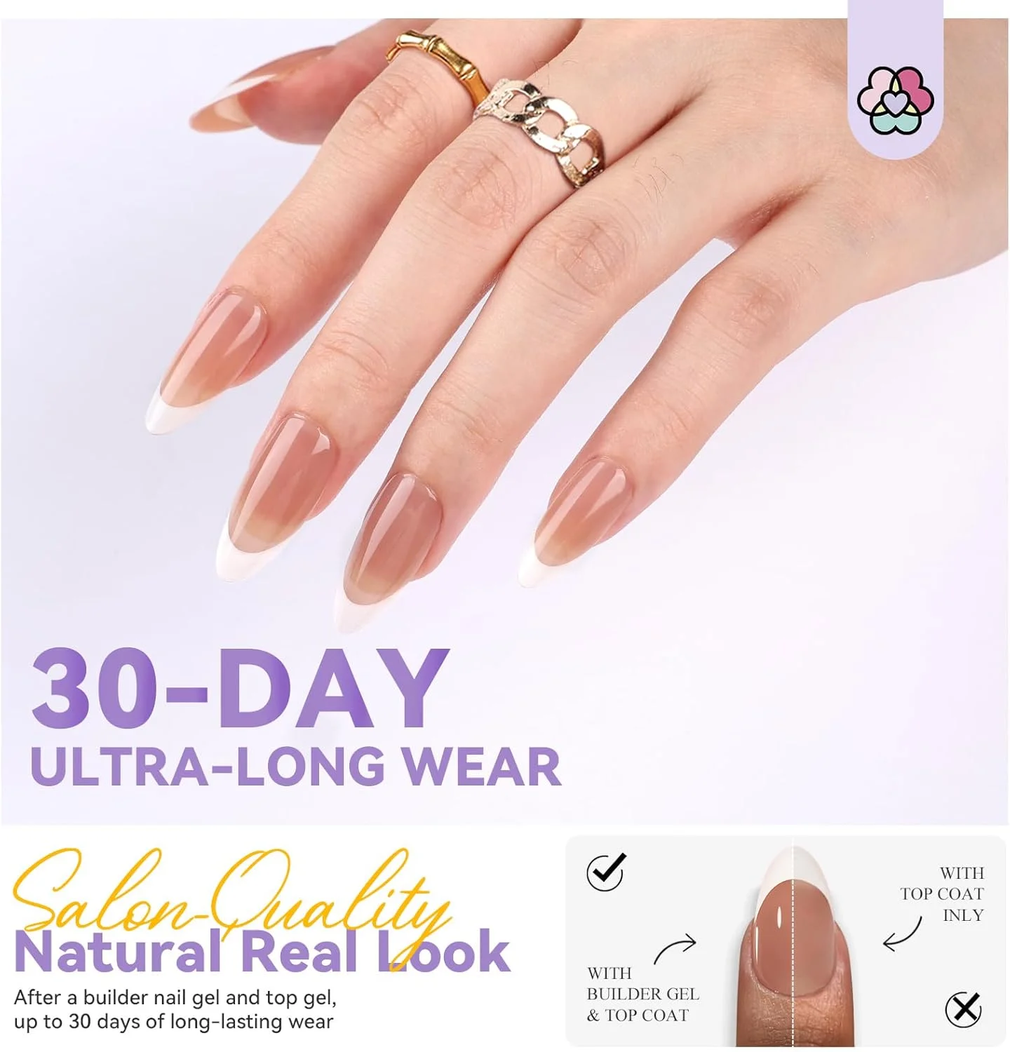 ناخن مصنوعی بادامی ساویلند: ناخن مصنوعی فرنچ نوک سفید پوشش کامل 90 عددی در 15 سایز، چسب ناخن بادامی متوسط و قوی، پرایمر، ابزار فرنچ نوک سفید