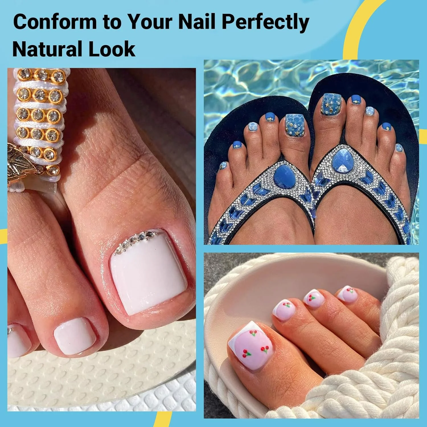 تیپ ناخن ژلی پهن و بلند، ناخن مصنوعی بزرگ پوشش کامل همراه با چسب برای خانم ها و آقایان، ناخن های بادوام و شفاف، 240 عدد در 12 سایز مناسب تا 10 بار پدیکور