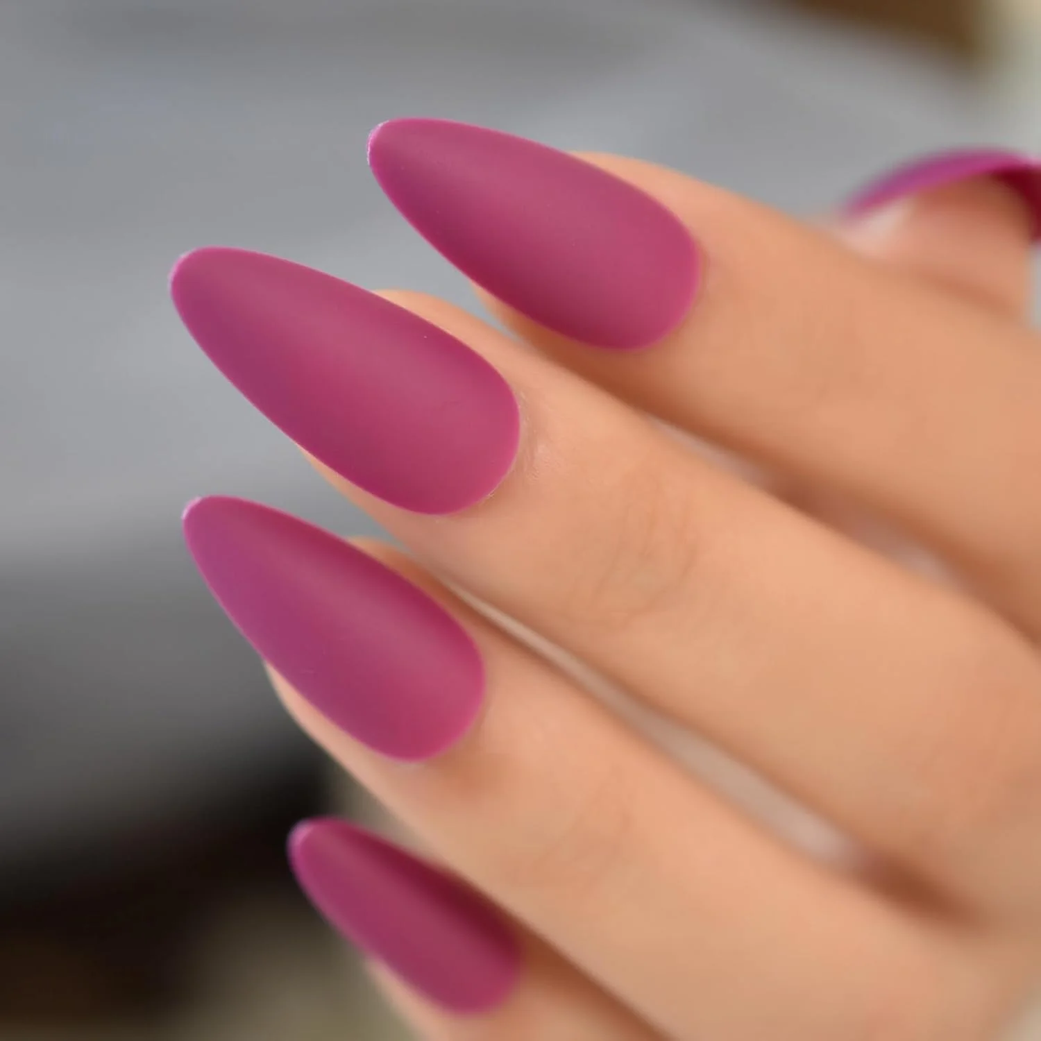 کیت تزئینات ناخن استیلتو - نوک ناخن، قابل استفاده مجدد، راحت برای زنان، ست ناخن فوری، مات یکدست بنفش تیره