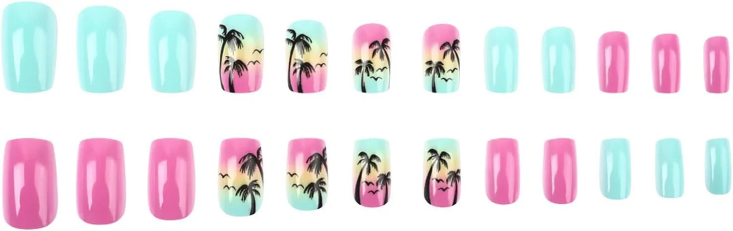 ۲۴ عدد ناخن مصنوعی کوتاه مربعی چسبی با پوشش کامل براق و طرح گرادیانی، مناسب برای طراحی ناخن بانوان ۲۴ عدد ناخن مصنوعی کوتاه مربعی چسبی با پوشش کامل براق و طرح گرادیانی، مناسب برای طراحی ناخن بانوان