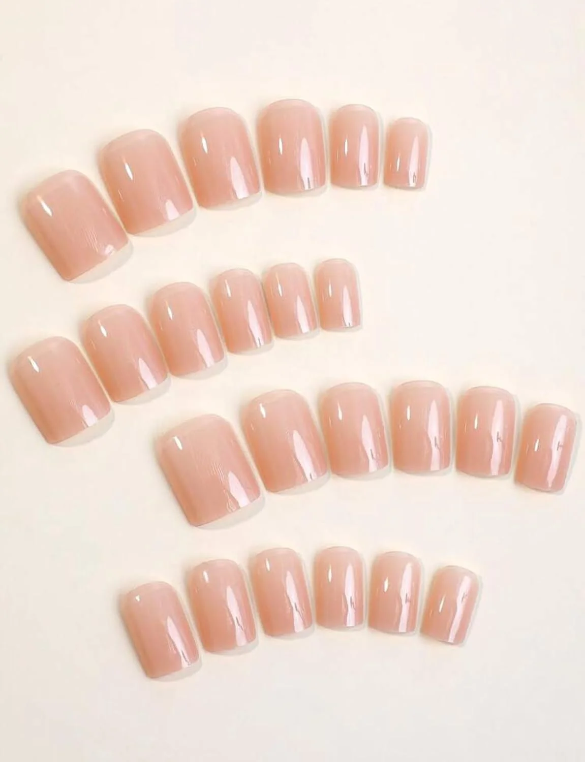 ناخن مصنوعی چسبی Suerte، نوک بژ، مانیکور فرانسوی، مربعی، رنگ ثابت، براق، 24 عددی، ناخن مصنوعی فرانسوی، متوسط، مانیکور طبیعی، طراحی ناخن مد روز، ناخن های اکریلیک فیک با کیت چسب