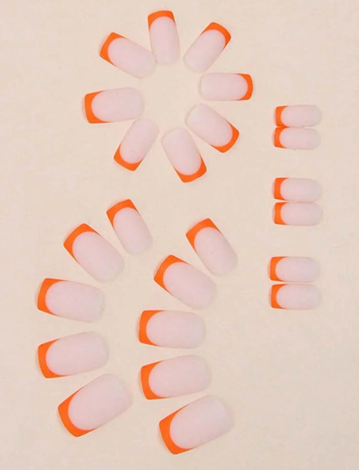 ناخن مصنوعی چسبی Suerte، نارنجی، تابستانی، مربعی، مدل تابوتی، رنگ ثابت، براق، 24 عددی، ناخن مصنوعی فرانسوی، متوسط، طبیعی، طراحی ناخن شیک، ناخن های اکریلیک مصنوعی با چسب