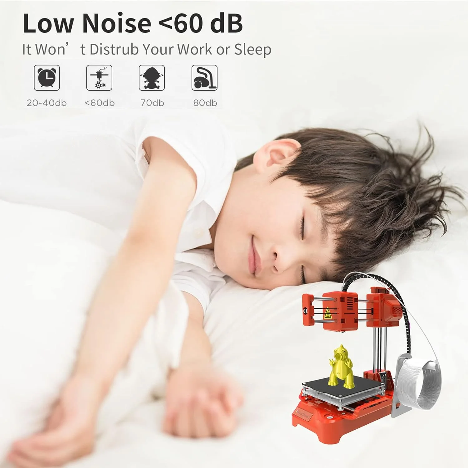 پرینتر سه بعدی رومیزی کوچک Irovami برای کودکان، سایز چاپ 100x100x100 میلی متر، بدون صفحه گرم شونده، چاپ تک دکمه ای با کارت TF و نمونه فیلامنت PLA برای مبتدیان، آموزش خانگی