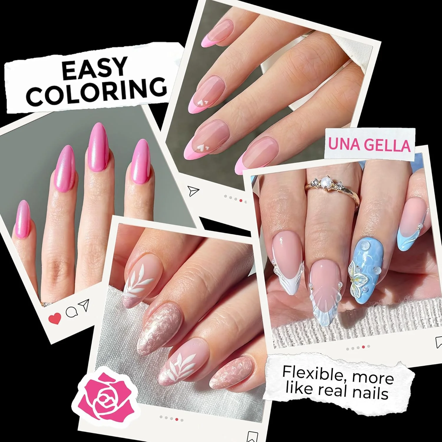 ناخن مصنوعی بادامی UNA GELLA، 216 عدد، ناخن های از پیش شکل داده شده برای پوشش کامل، ناخن های مصنوعی فرانسوی اکریلیک برای کاشت ناخن، سالن DIY، 12 سایز مختلف
