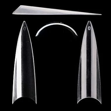 ۶۰۰ عدد تیپ ناخن مصنوعی خیلی بلند XXL استیلتو نوک تیز صاف، اکستنشن شفاف نیمه پوشش، مناسب استفاده حرفه ای در سالن و منزل