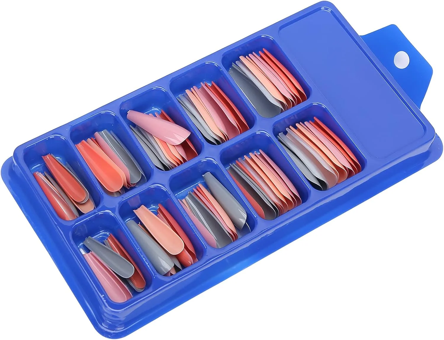 ۱۰۰ عدد ناخن مصنوعی بالرینی، نوک ناخن بلند با پوشش کامل، مناسب برای طراحی ناخن در خانه و سالن، در ۱۰ سایز مختلف