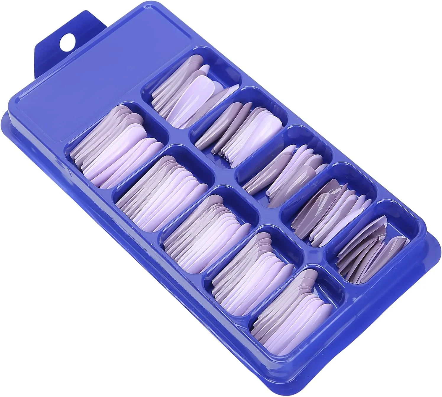 ۱۰۰ عدد ناخن مصنوعی بالرینی، نوک ناخن مصنوعی بلند پوشش کامل، مناسب برای طراحی ناخن در خانه و سالن، در ۱۰ سایز مختلف