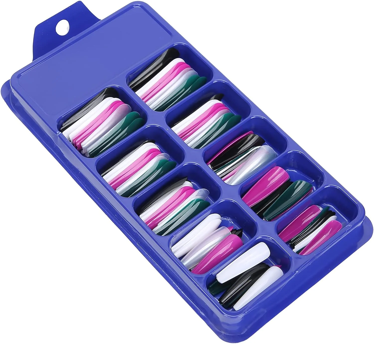 ۱۰۰ عدد ناخن مصنوعی بالرینی، نوک ناخن مصنوعی پوشش کامل بلند، مناسب برای طراحی ناخن در خانه و سالن، در ۱۰ سایز مختلف، رنگ (۱۱)