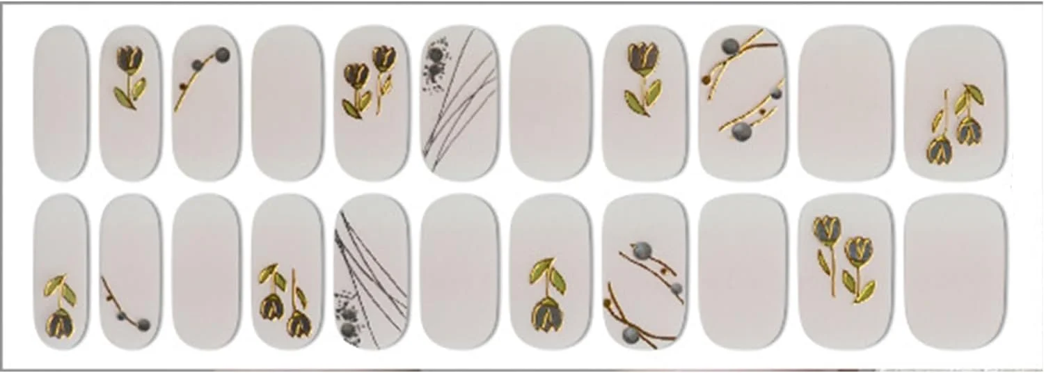 برچسب ناخن ژلی نیمه پخته، 22 عدد، طرح روشن، ماندگاری طولانی، کیفیت سالنی، استفاده و برداشتن آسان