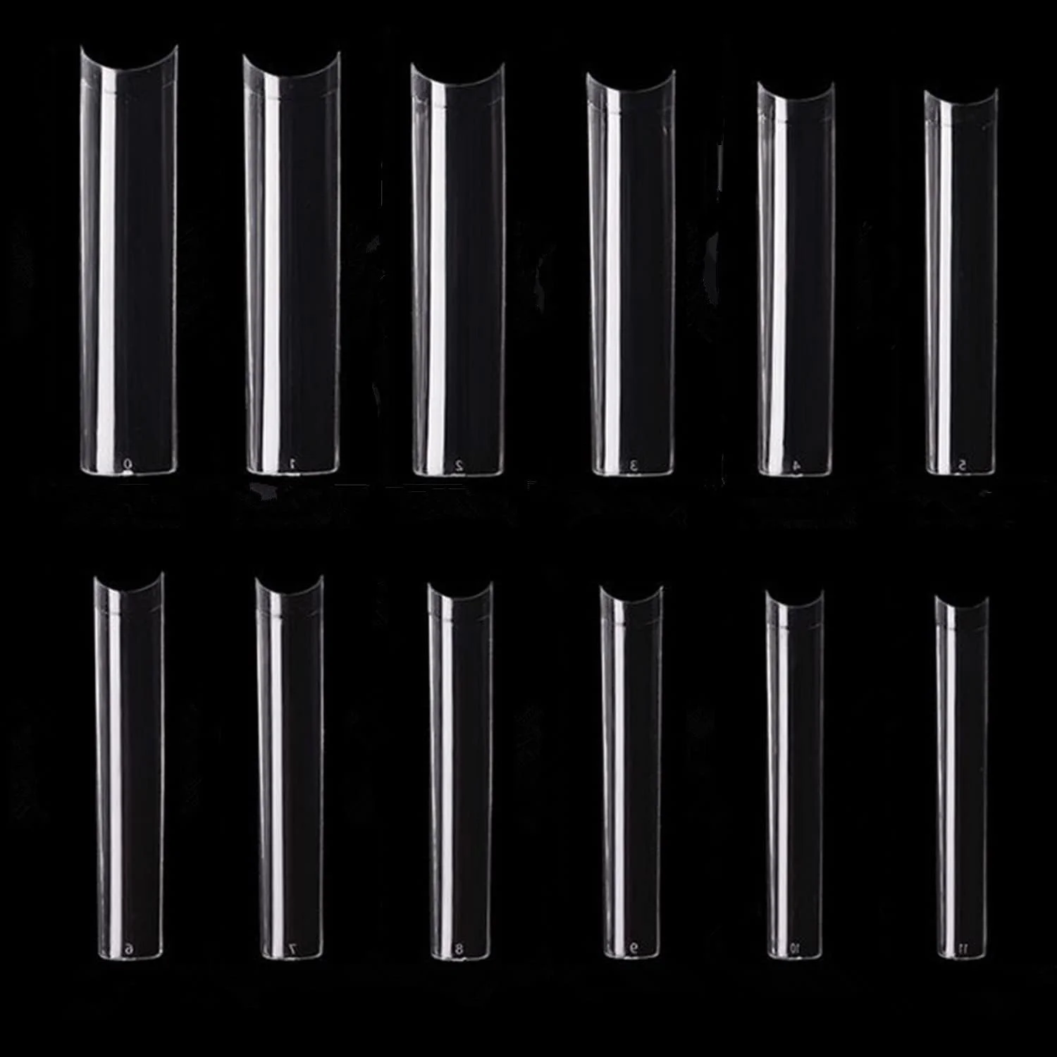 Yimart نوک ناخن مربعی بدون خمیدگی C - نوک ناخن بلند بدون خمیدگی C - 600 عدد نوک ناخن مصنوعی صاف مربعی XXXL بدون خمیدگی C پوشش نیمه شفاف طبیعی فوق العاده بلند (شفاف)