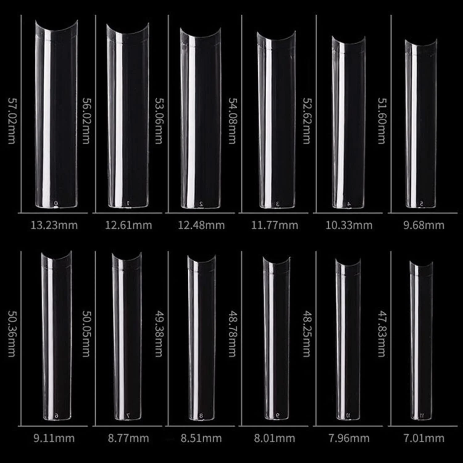 Yimart نوک ناخن مربعی بدون خمیدگی C - نوک ناخن بلند بدون خمیدگی C - 600 عدد نوک ناخن مصنوعی صاف مربعی XXXL بدون خمیدگی C پوشش نیمه شفاف طبیعی فوق العاده بلند (شفاف)