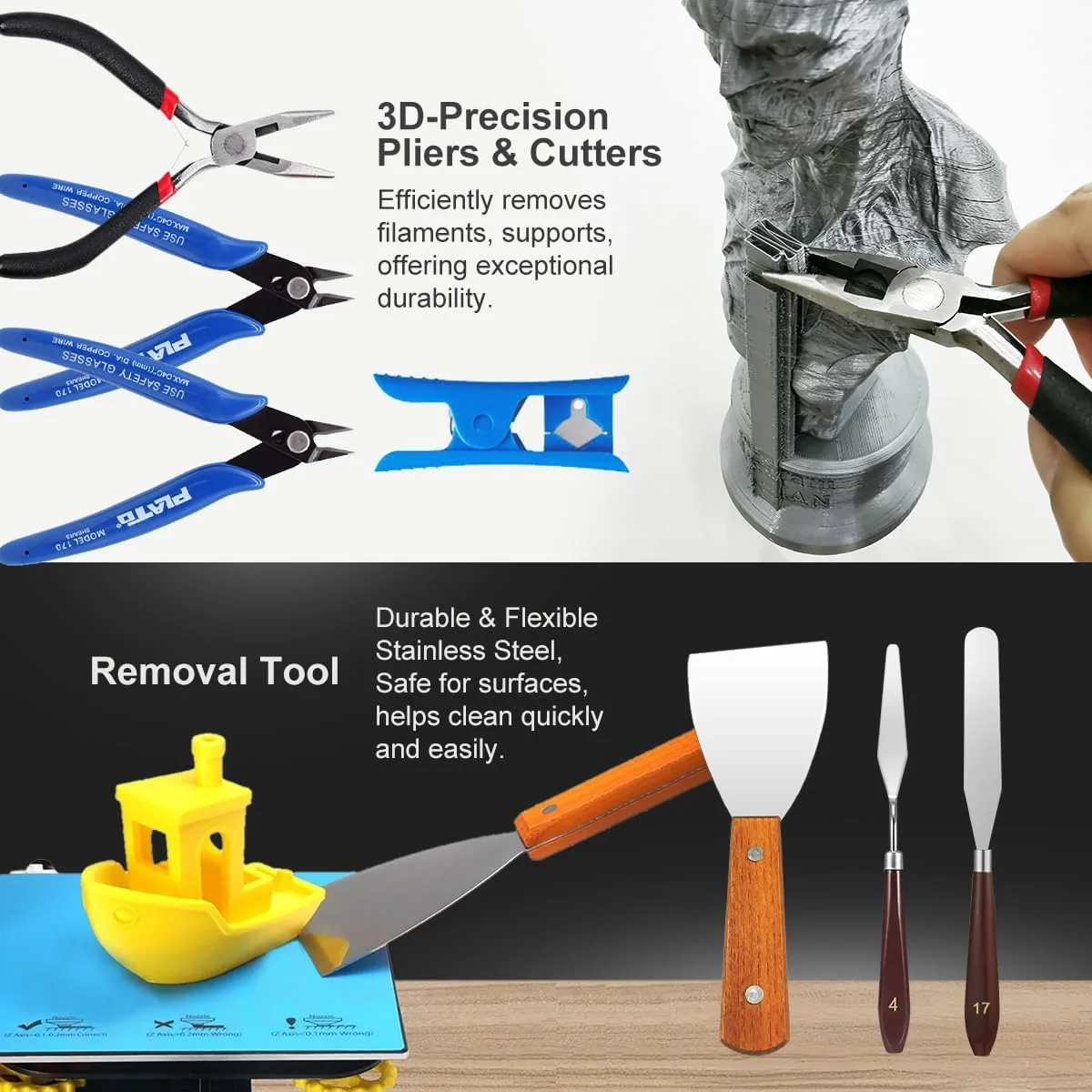 جعبه ابزار پرینتر سه بعدی، مجموعه 82 عددی لوازم جانبی پرینتر سه بعدی شامل کیت تمیز کننده نازل، مجموعه پیچ گوشتی جداشدنی، ابزار پرداخت، ابزار برداشتن، فر