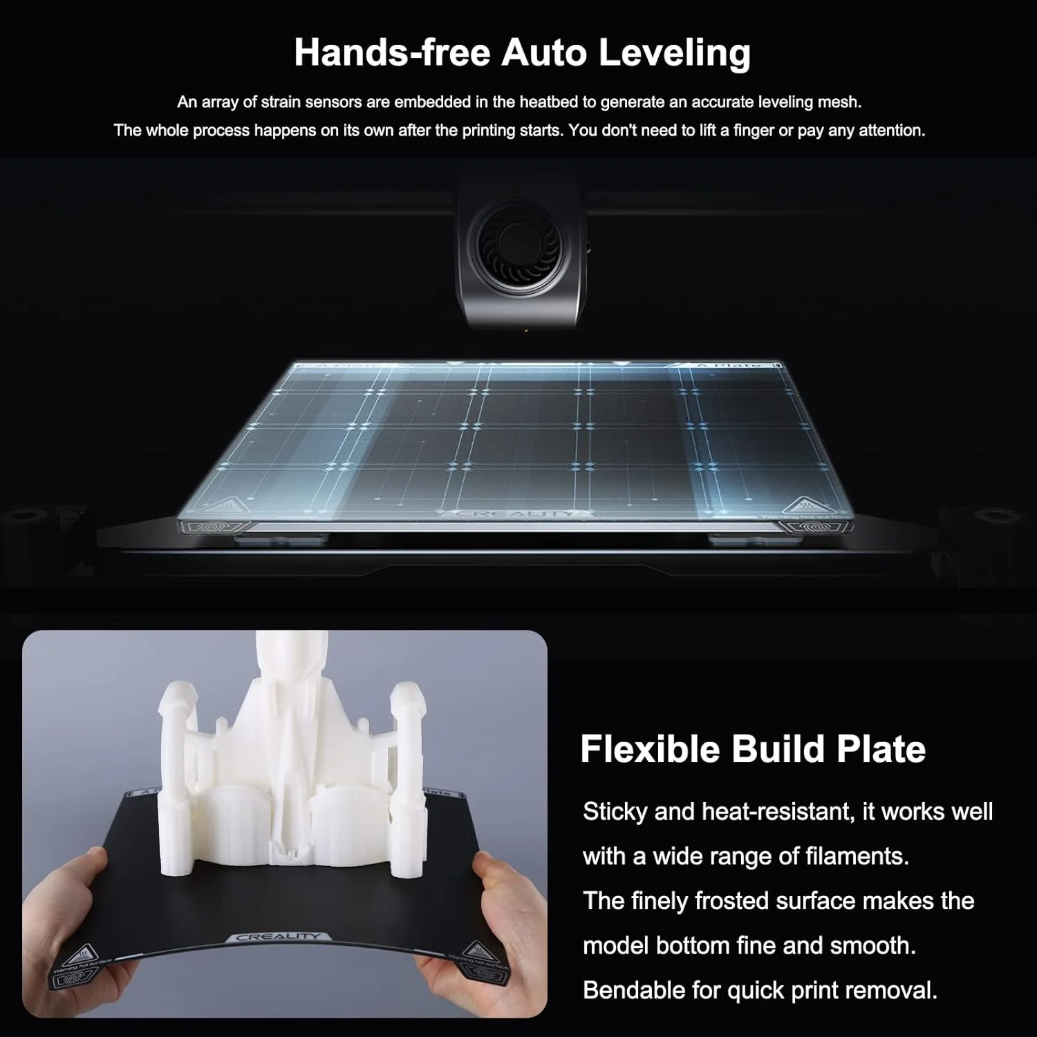 چاپگر سه بعدی موریلیان K1 با سرعت بالای 600 میلی‌متر بر ثانیه، اکسترودر مستقیم دو دنده، فن کمکی 18 واتی، صفحه ساخت انعطاف‌پذیر، گرم شدن سریع، پشتیبانی از خودآزمایی، تراز خودکار و قابلیت چاپ آنلاین چندگانه