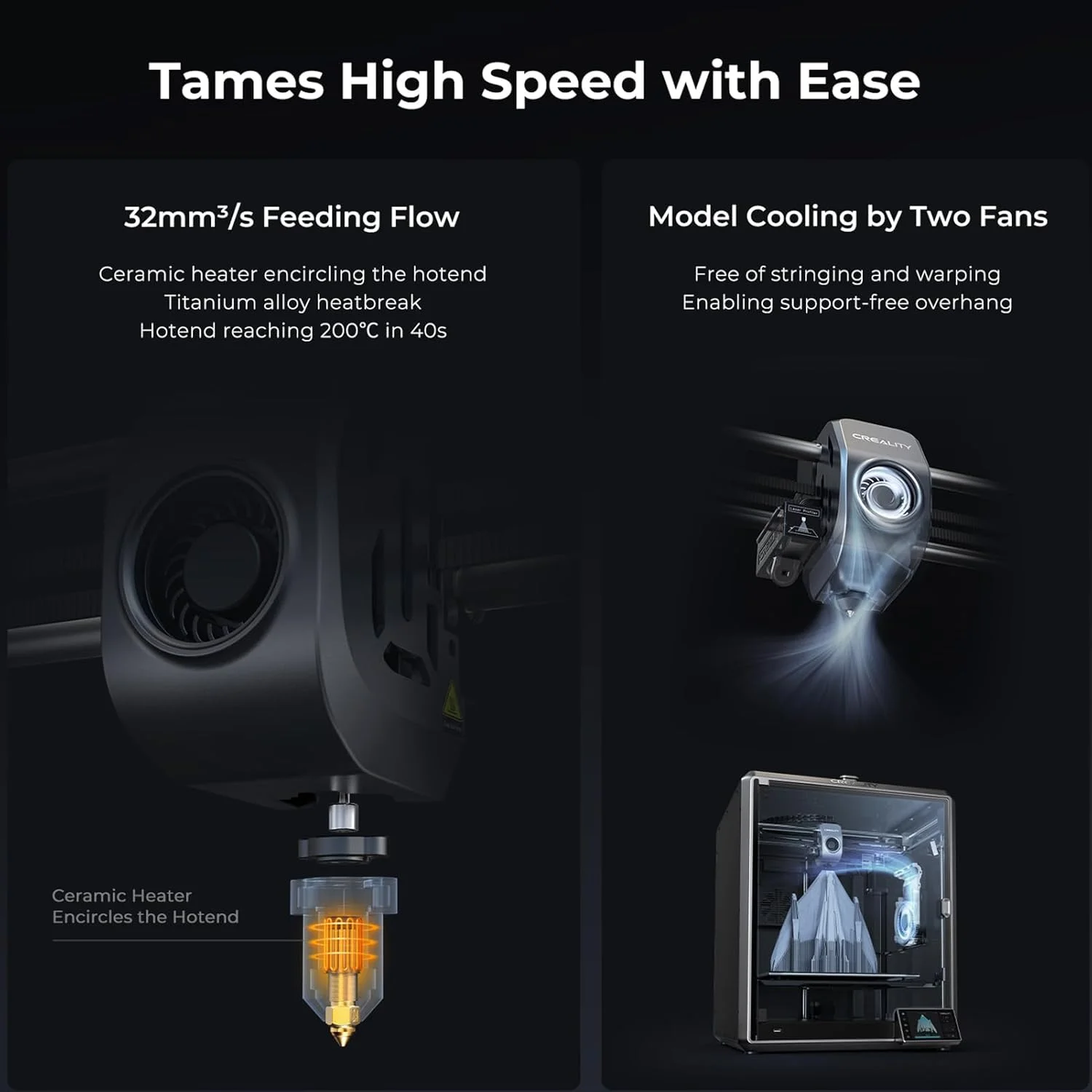 پرینتر سه بعدی CoreXY مورلیان با حجم ساخت بزرگ 300x300x300 میلی‌متر، سرعت چاپ 600 میلی‌متر بر ثانیه، هات‌اند با جریان بزرگ، لیدار هوش مصنوعی و دوربین هوش مصنوعی داخلی، پشتیبانی از حسگر G هوشمند، پشتیبانی از تراز خودکار دوگانه بدون دخالت دست