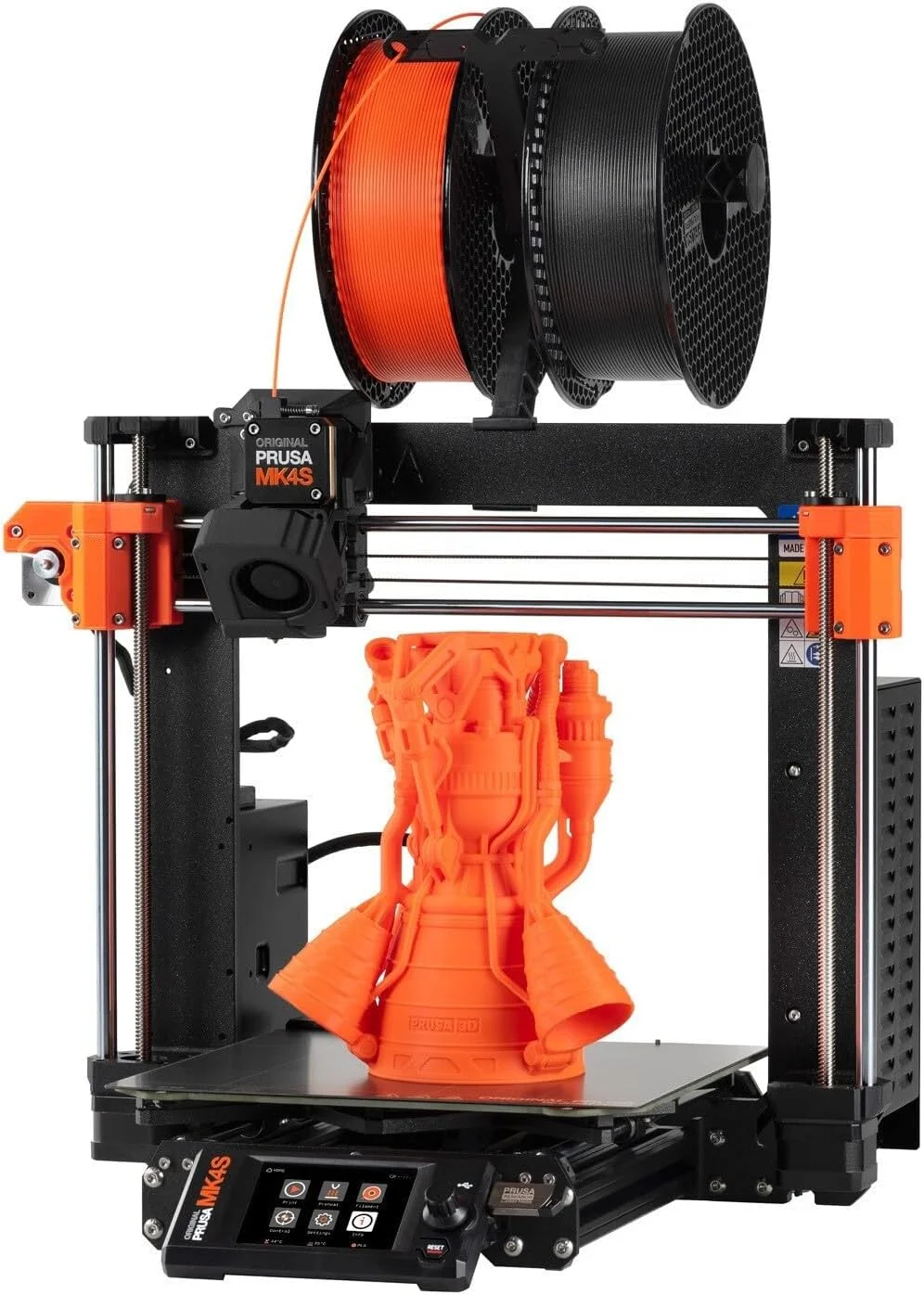 پرینتر سه بعدی اورجینال Prusa MK4S، پرینتر سه بعدی آماده به کار، مونتاژ و تست شده، دارای صفحات چاپ قابل جابجایی، شامل 1 کیلوگرم Prusament PLA، اندازه چاپ 250x210x220 میلی متر
