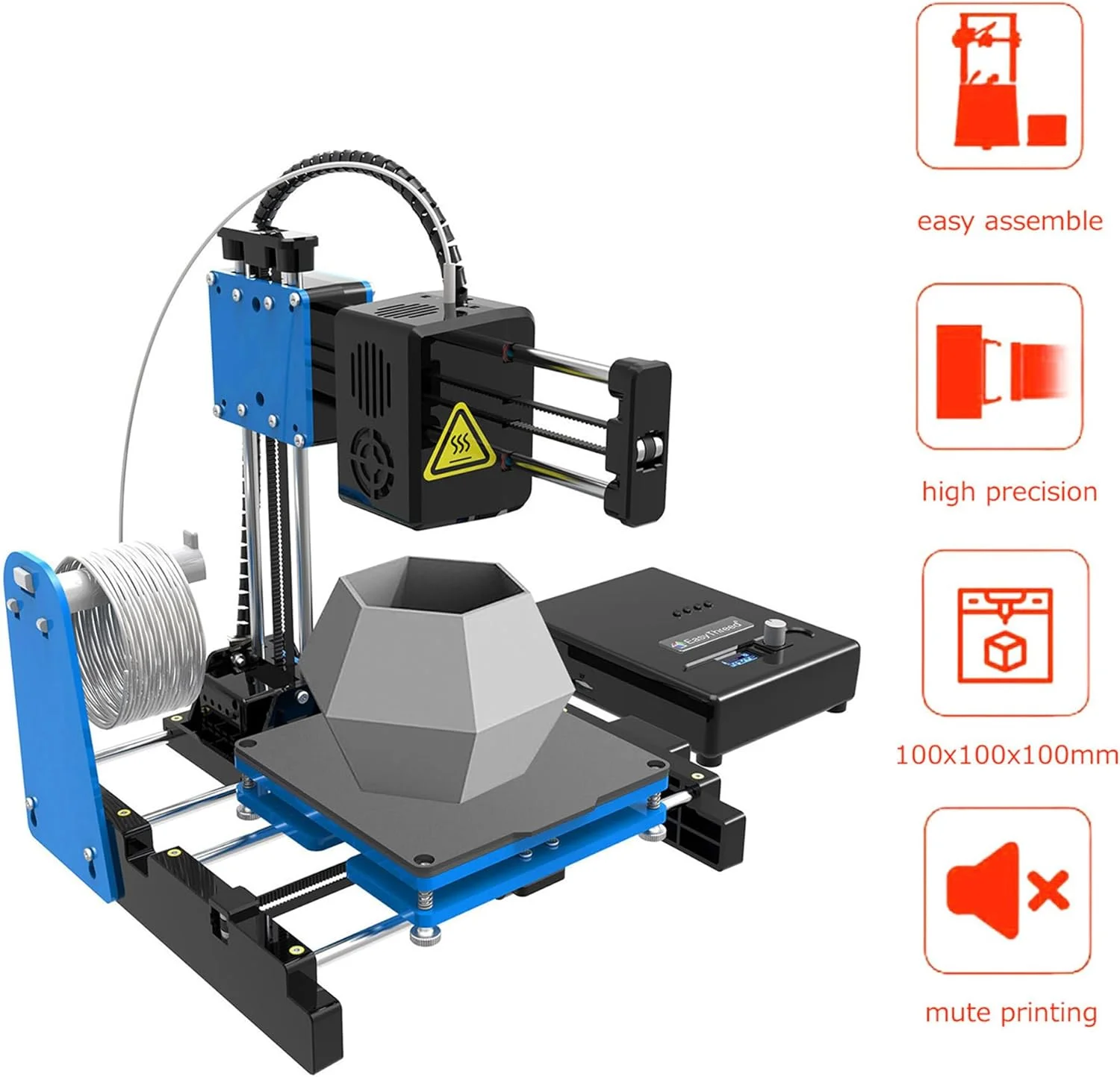 چاپگر سه بعدی قابل حمل، چاپگر استریو سه بعدی مینی، نازل با دمای بالای 230 درجه سانتیگراد، چاپ با دقت بالا، استیج مغناطیسی قابل جابجایی، کارکرد آسان با نرم افزار مدل سازی