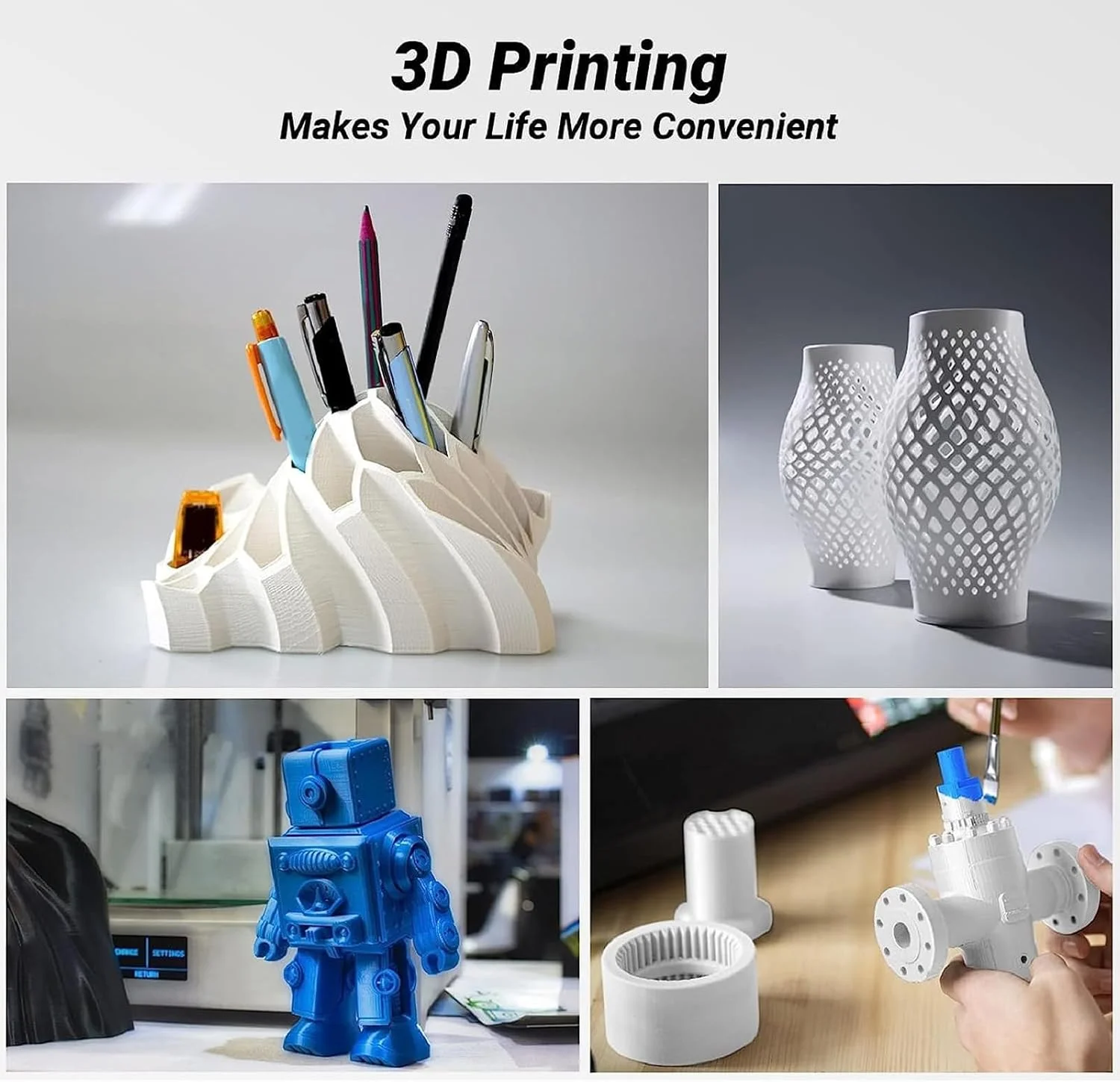 پرینتر سه بعدی برای مبتدیان، اندازه چاپ 100x100x100 میلی متر، فیلامنت PLA 1.75 میلی متری، دستگاه چاپ سه بعدی کوچک، نازل 0.4 میلی متری (دوشاخه UK)