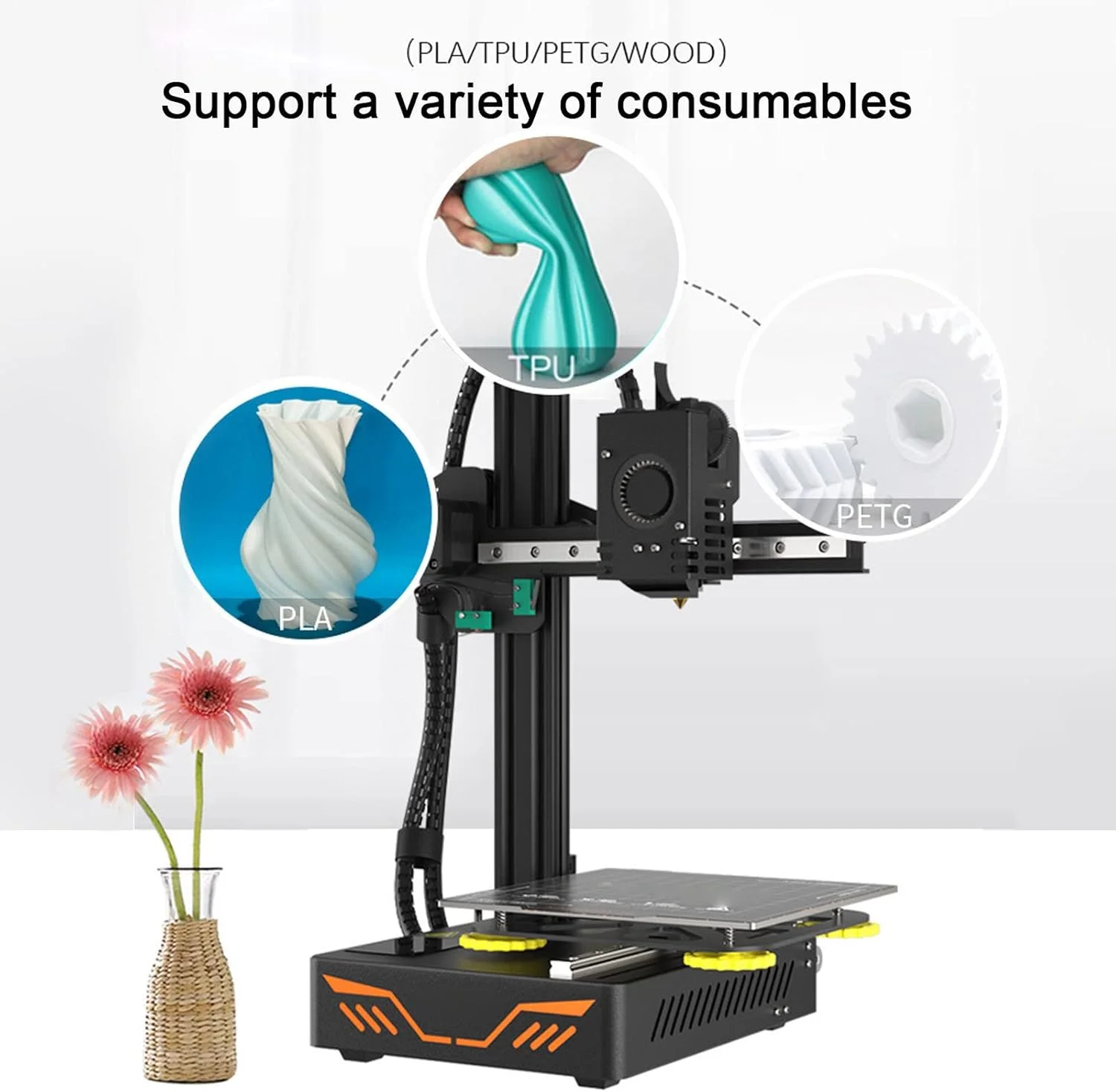 دستگاه پرینتر سه بعدی، مجموعه پرینتر سه بعدی با محورهای XZ، چاپ برد کوتاه، دارای صفحه لمسی رنگی 2.4 اینچی و مادربرد سایلنت، کیت پرینتر سه بعدی DIY برای بزرگسالان، کودکان، مبتدیان (دوشاخه UK)