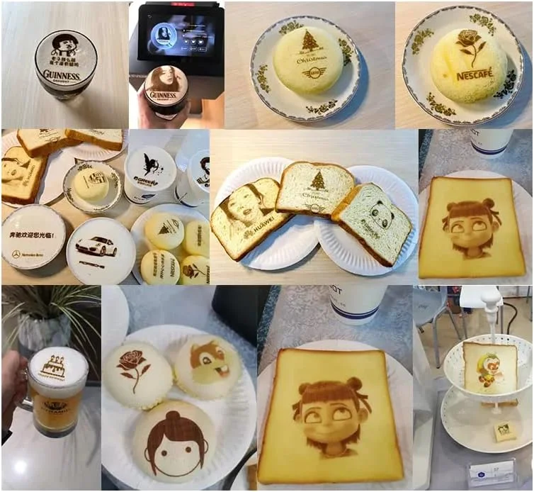 دستگاه چاپگر قهوه خوراکی، چاپگر هنری لاته سه بعدی دیجیتال با WIFI، چاپ رنگی عکس، صفحه نمایش لمسی، سازنده تزئینات DIY، برای دسرها، بیسکویت ها، نان