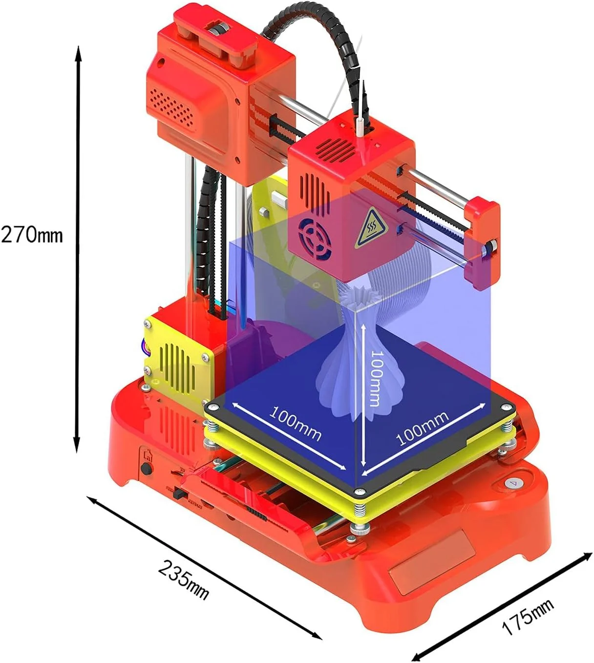 پرینتر سه بعدی مدل K7، پرینتر سه بعدی رومیزی کوچک با ابعاد چاپ 100 * 100 * 100 میلی متر، مناسب آموزش دانش آموزان (مطابق مقررات اروپا)
