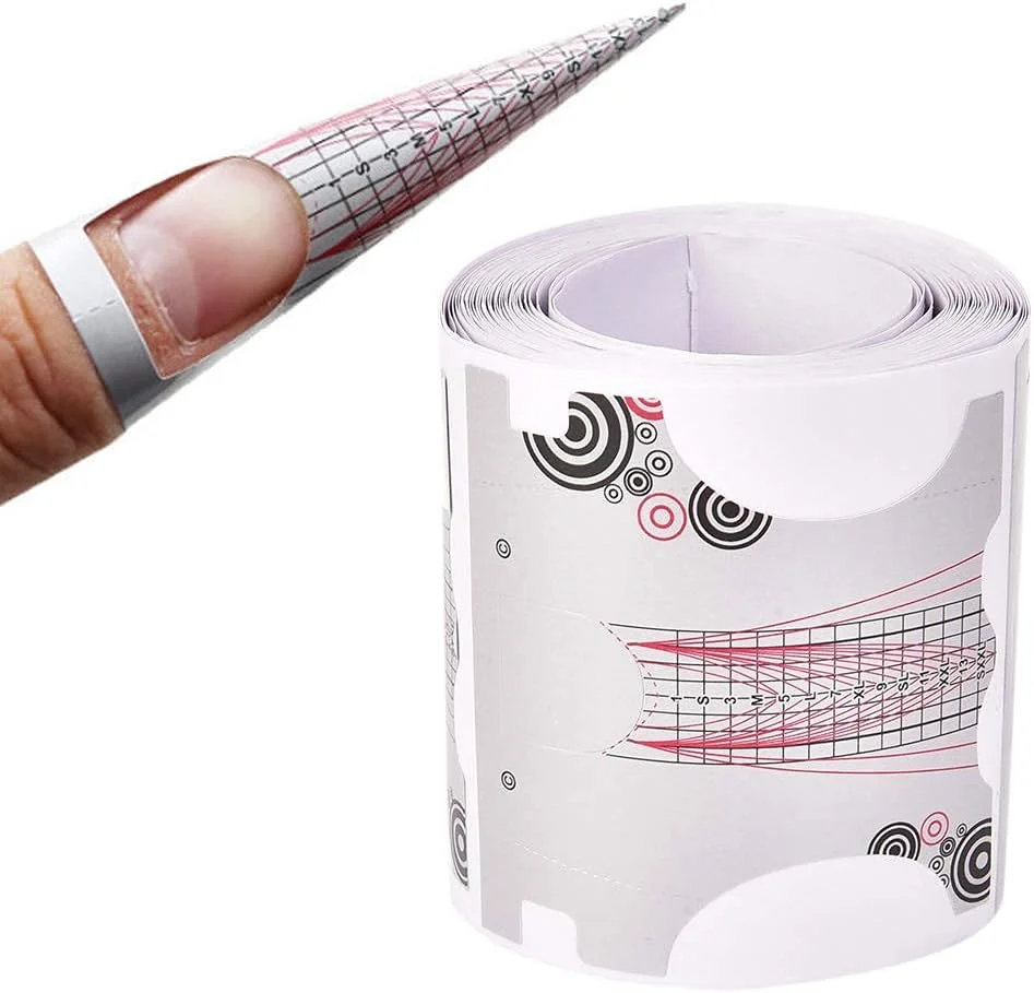 100 عدد فرم ناخن اکریلیک UV ژل تیپ، ابزار طراحی و کاشت ناخن، برچسب ناخن