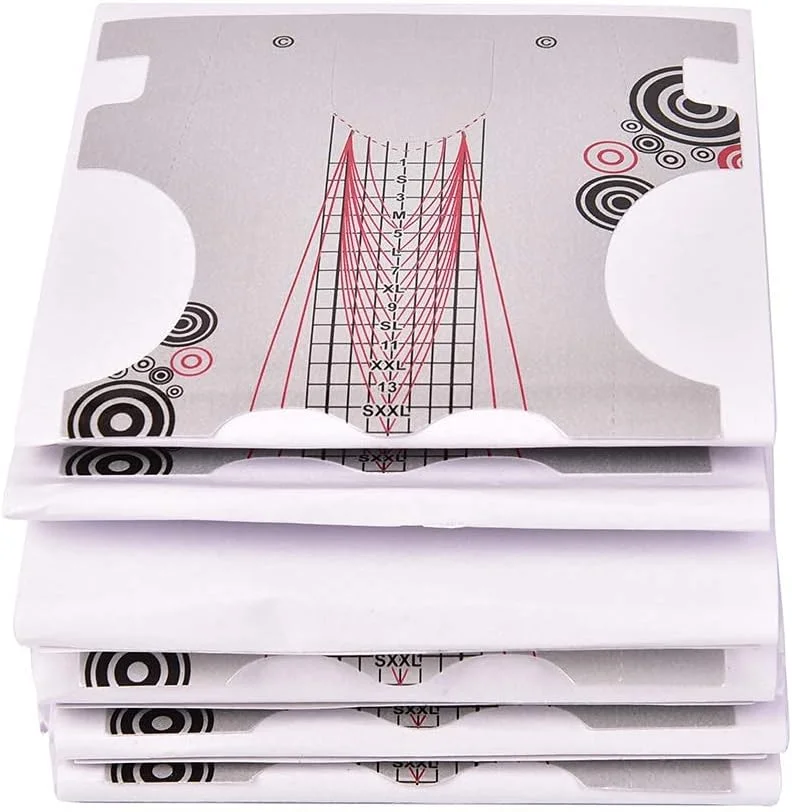 100 عدد فرم ناخن اکریلیک UV ژل تیپ، ابزار طراحی و کاشت ناخن، برچسب ناخن