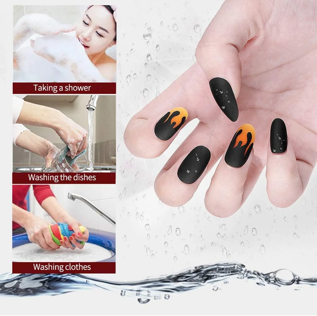 ۲۴ عدد ناخن مصنوعی تزئینی، برچسب ناخن مات با طرح شعله، مناسب برای طراحی و کاشت ناخن به همراه ژل ژله ای ۲۴ عدد ناخن مصنوعی تزئینی، برچسب ناخن مات با طرح شعله، مناسب برای طراحی و کاشت ناخن به همراه ژل ژله ای