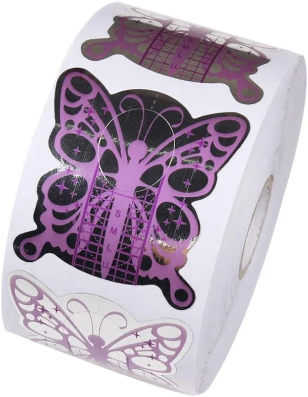 500 عدد فرم ناخن طرح پروانه بنفش، راهنمای طراحی ناخن، مناسب برای اکستنشن ناخن با ژل UV و ابزارهای مانیکور 500 عدد فرم ناخن طرح پروانه بنفش، راهنمای طراحی ناخن، مناسب برای اکستنشن ناخن با ژل UV و ابزارهای مانیکور