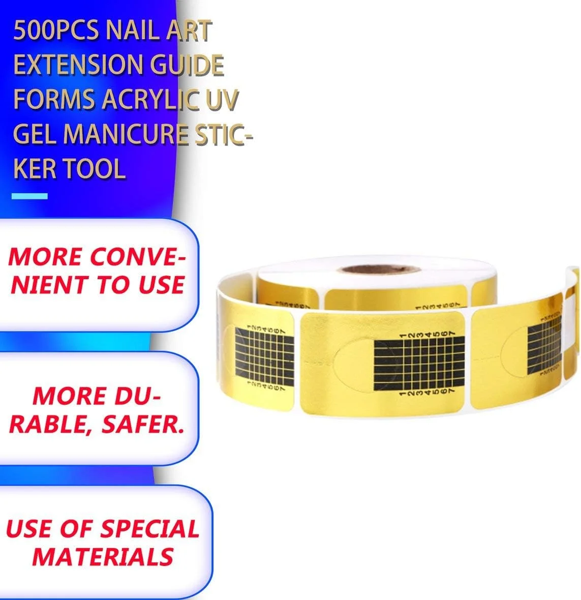 500 عدد استیکر فرم خودچسب طراحی ناخن برای کاشت ژل UV، ابزار مانیکور، فروش جهانی