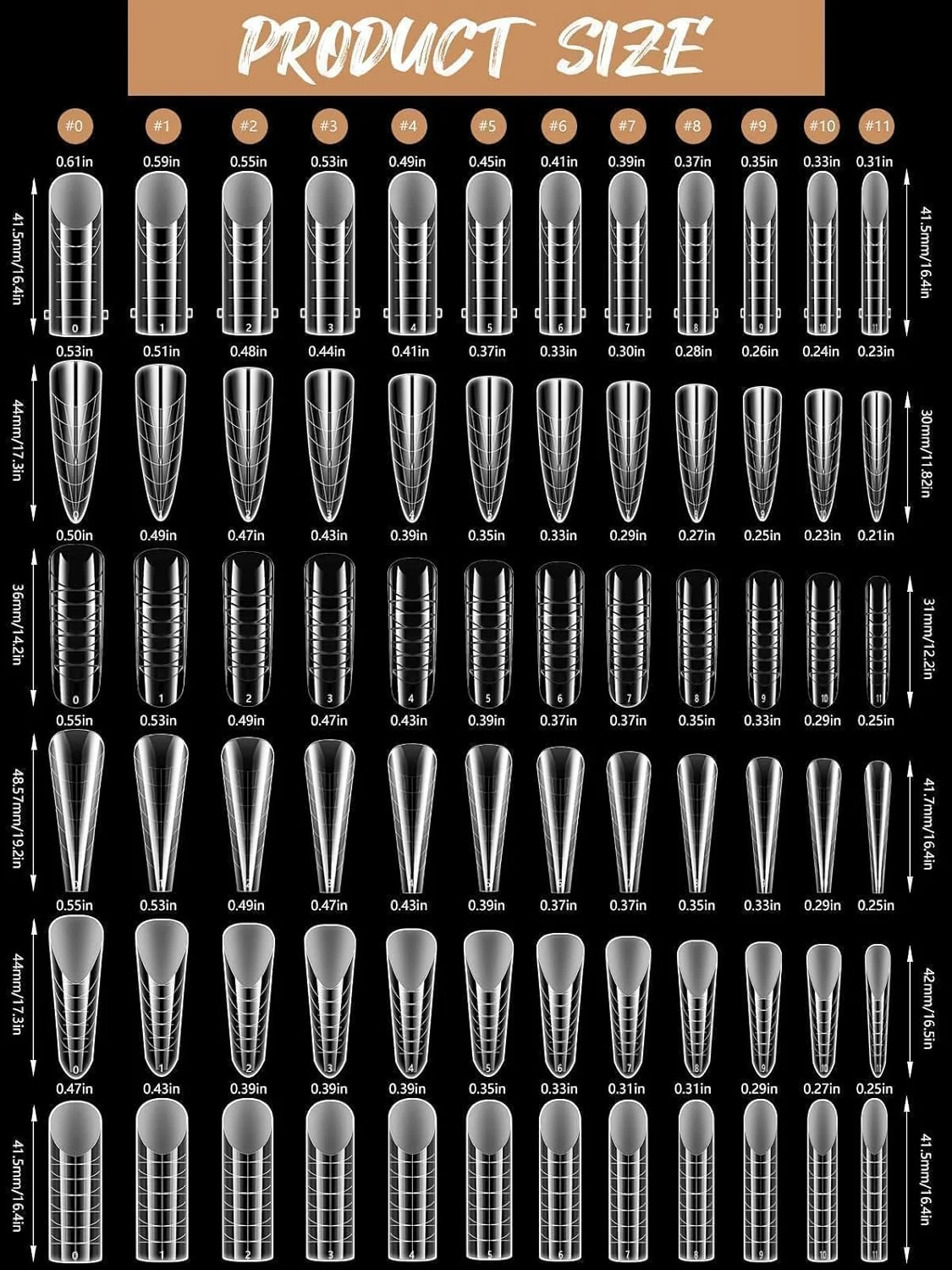 288 عدد قالب ناخن دوگانه شفاف، EBANKU قالب کامل ناخن، اکستنشن ناخن اکریلیک با 72 عدد استیکر قالب ناخن، 6 مدل مختلف برای اکستنشن مانیکور