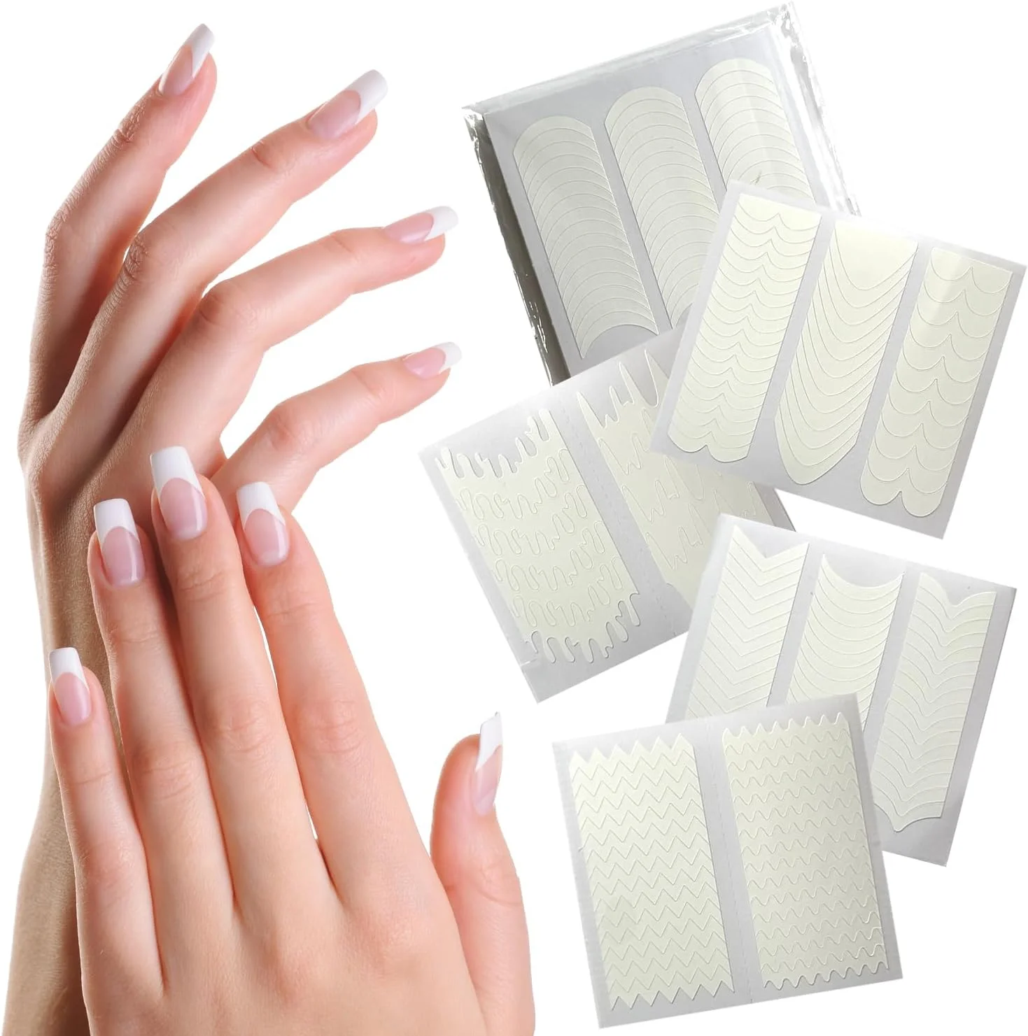 برچسب های طراحی ناخن فرنچ EKIND، 24 مدل مختلف، راهنمای هنر ناخن، استریپ لبه خط لبخند، برچسب های چسبی برای زنان و دختران برچسب های طراحی ناخن فرنچ EKIND، 24 مدل مختلف، راهنمای هنر ناخن، استریپ لبه خط لبخند، برچسب های چسبی برای زنان و دختران
