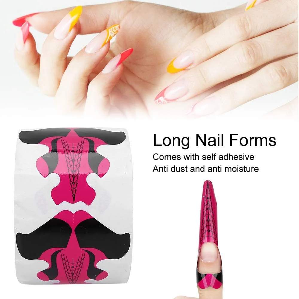 برچسب طراحی ناخن، فرم اکستنشن ناخن، حمل آسان، تجهیزات طراحی ناخن، چسب خودکار با فیلم برای طراحی مانیکور DIY برای بانوان
