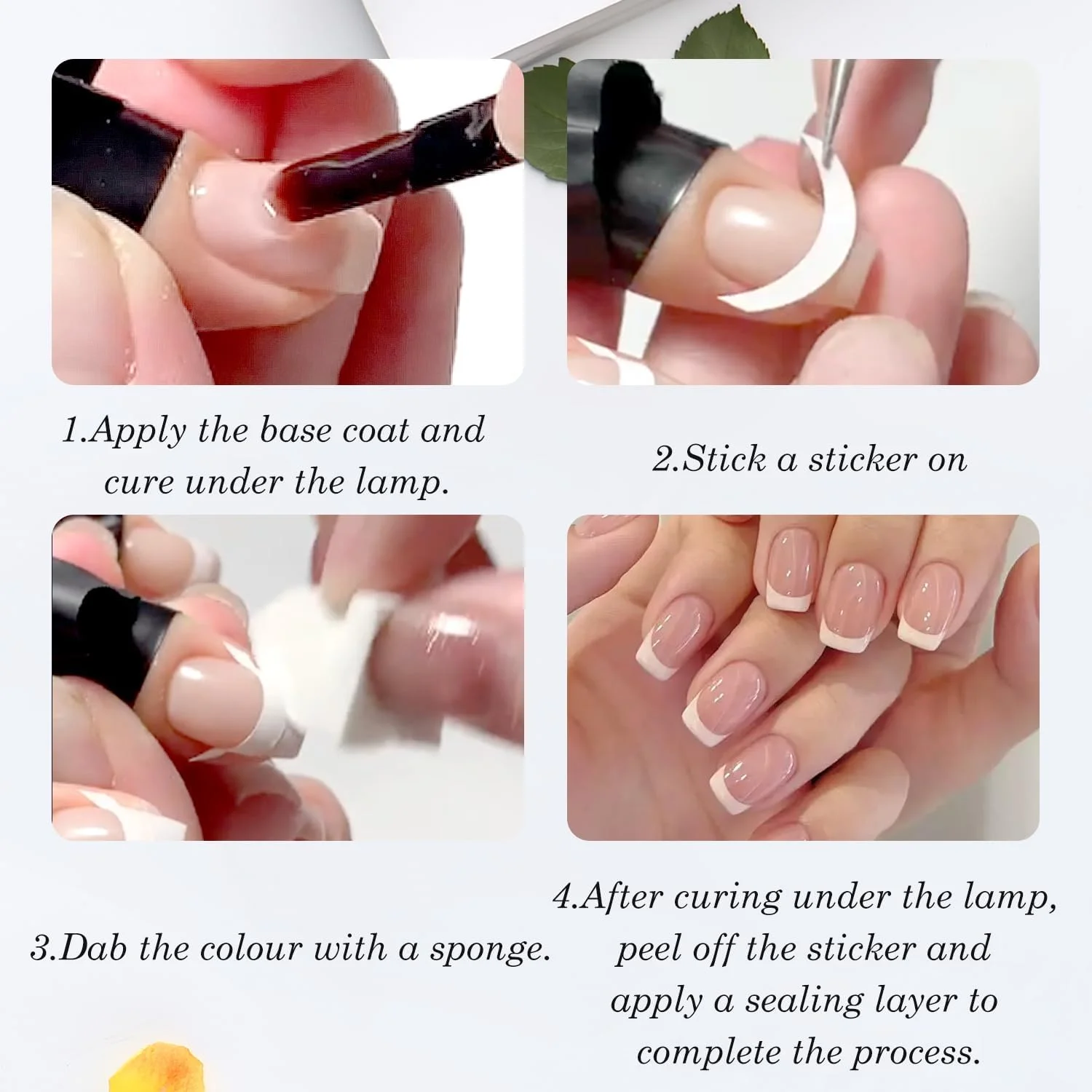 برچسب های طراحی ناخن فرنچ EKIND، 24 مدل مختلف، راهنمای هنر ناخن، استریپ لبه خط لبخند، برچسب های چسبی برای زنان و دختران