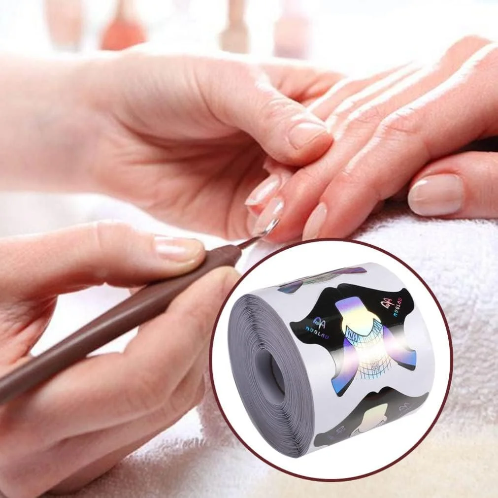 برچسب های طراحی ناخن، فرم های اکستنشن ناخن، کاغذ طراحی مانیکور برای طراحی ناخن با ژل اکریلیک و یو وی