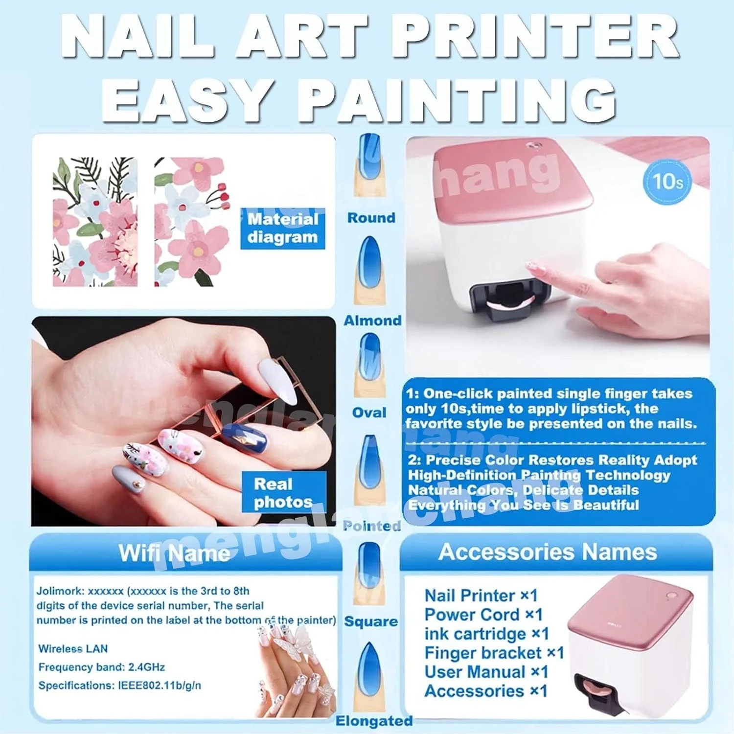 دستگاه چاپ ناخن سه بعدی هوشمند | دستگاه چاپگر هنر ناخن دیجیتال کوچک موبایل | دستگاه نقاشی ناخن قابل حمل پشتیبانی از Wifi/Diy/Usb (وضوح بالا 4800dpi) | 10 ثانیه نقاشی برای ناخن های خانگی دخترانه دستگاه چاپ ناخن سه بعدی هوشمند | دستگاه چاپگر هنر ناخن دیجیتال کوچک موبایل | دستگاه نقاشی ناخن قابل حمل پشتیبانی از Wifi/Diy/Usb (وضوح بالا 4800dpi) | 10 ثانیه نقاشی برای ناخن های خانگی دخترانه