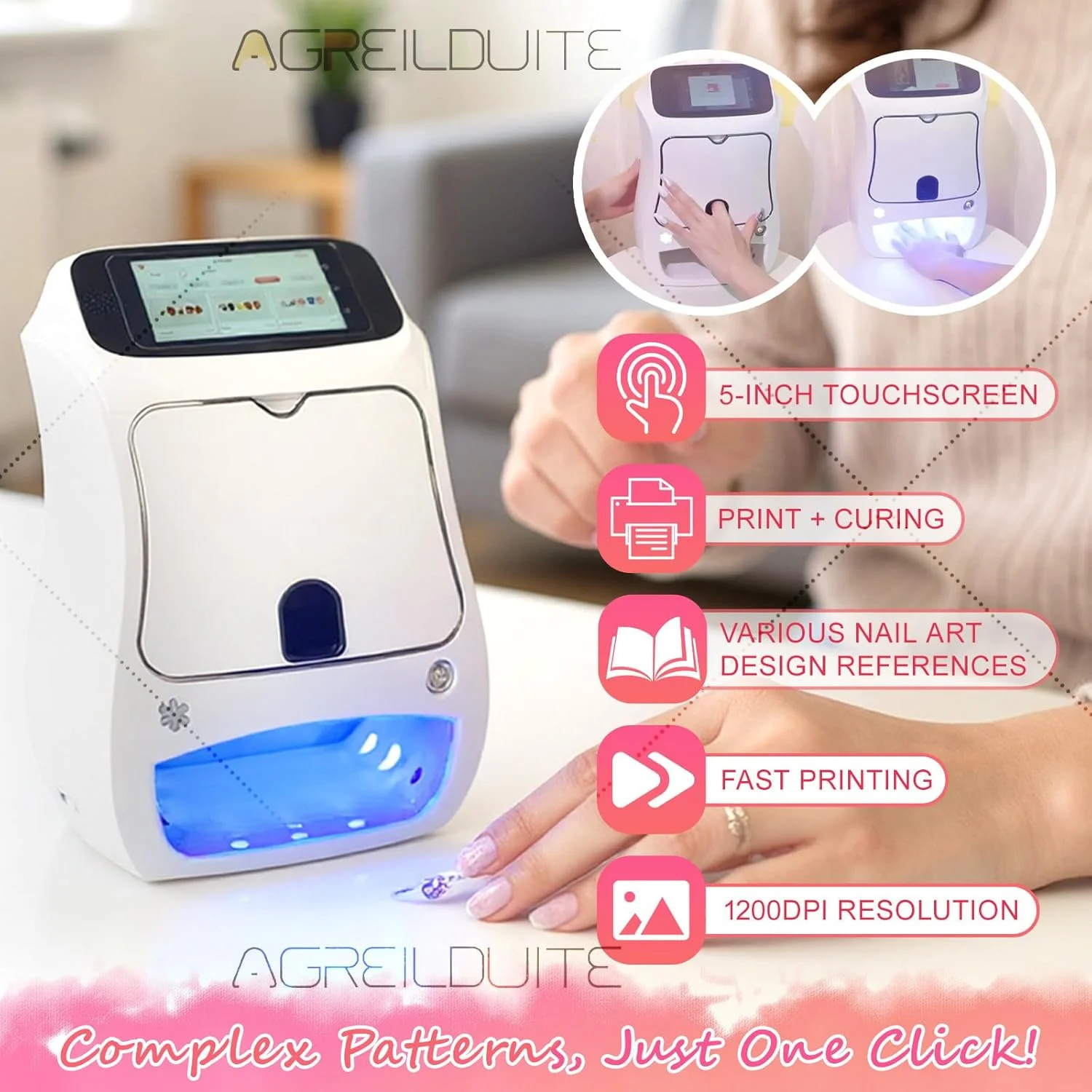 دستگاه چاپ ناخن سه بعدی، دستگاه طراحی ناخن همه کاره، چاپگر دیجیتال قابل حمل با خشک کن ناخن داخلی، همراه با بسته لاک ناخن، بیش از 800 طرح ناخن یا پشتیبانی از طراحی DIY دستگاه چاپ ناخن سه بعدی، دستگاه طراحی ناخن همه کاره، چاپگر دیجیتال قابل حمل با خشک کن ناخن داخلی، همراه با بسته لاک ناخن، بیش از 800 طرح ناخن یا پشتیبانی از طراحی DIY