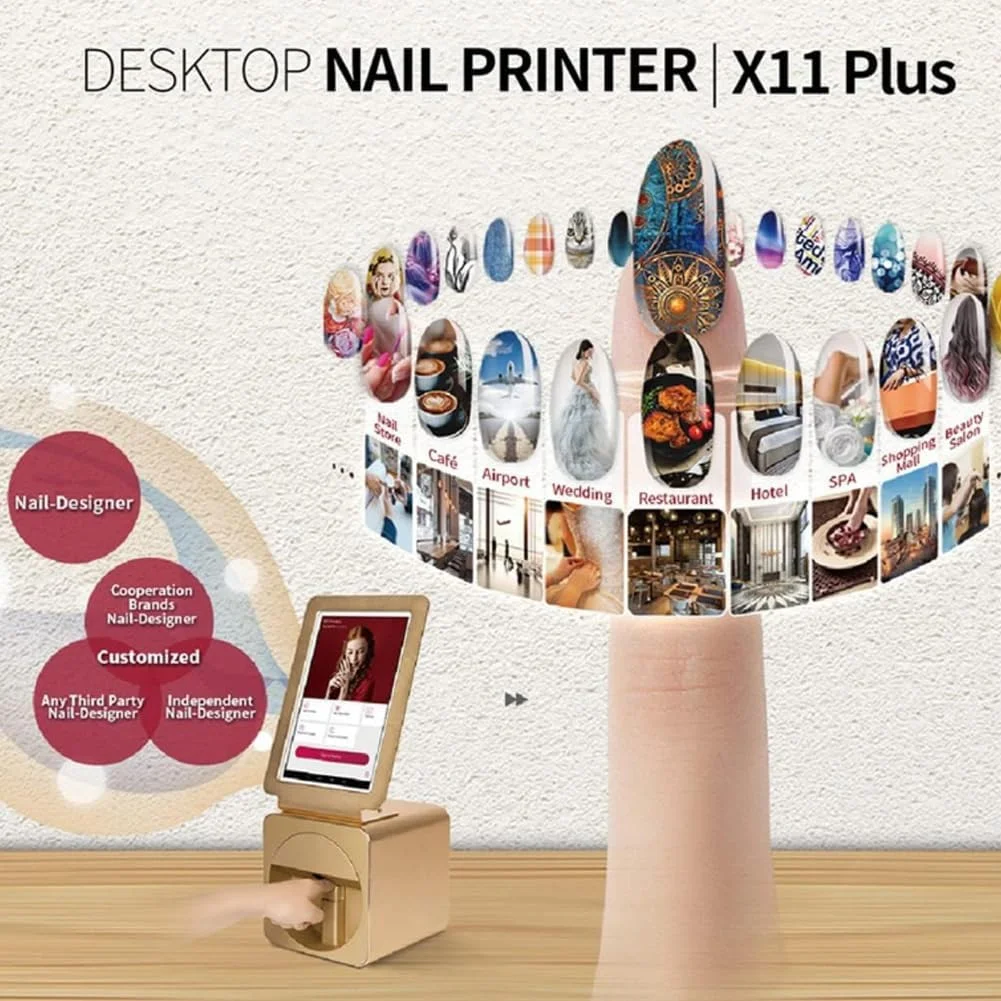 دستگاه طراحی ناخن، پرینتر هوشمند سه بعدی قابل حمل، دستگاه چاپ دیجیتال طرح روی ناخن، چاپگر فیلم طرح عکس روی ناخن، با صفحه لمسی 10.1 اینچی، برای استودیو ناخن/علاقه مندان به ناخن B