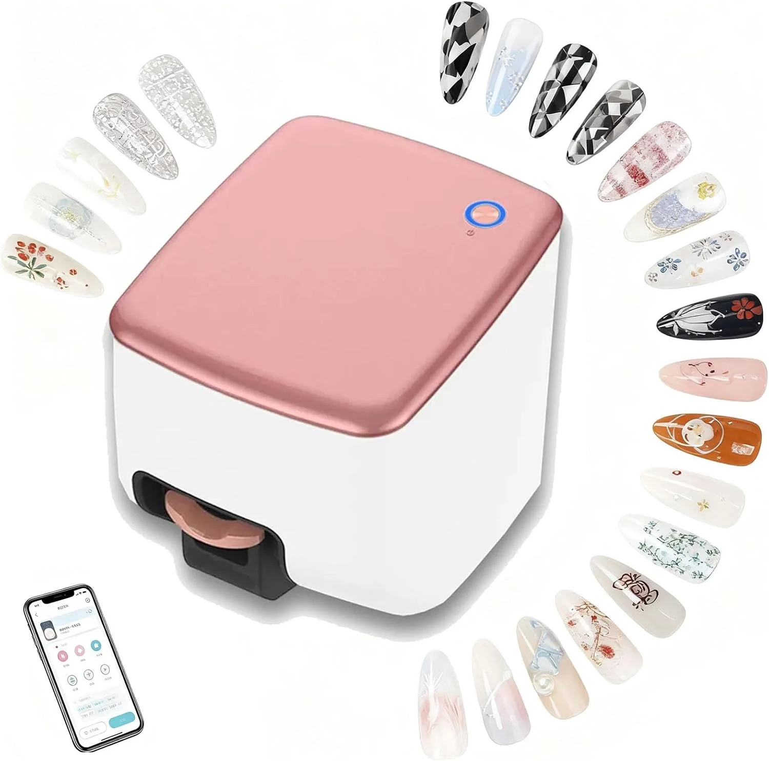 دستگاه چاپگر ناخن هوشمند سه بعدی، چاپگر هنری ناخن دیجیتال موبایل کوچک، پشتیبانی از WiFi/DIY/USB، دستگاه نقاشی ناخن قابل حمل چند منظوره، نقاشی 10 ثانیه ای برای ناخن های خانگی دخترانه دستگاه چاپگر ناخن هوشمند سه بعدی، چاپگر هنری ناخن دیجیتال موبایل کوچک، پشتیبانی از WiFi/DIY/USB، دستگاه نقاشی ناخن قابل حمل چند منظوره، نقاشی 10 ثانیه ای برای ناخن های خانگی دخترانه