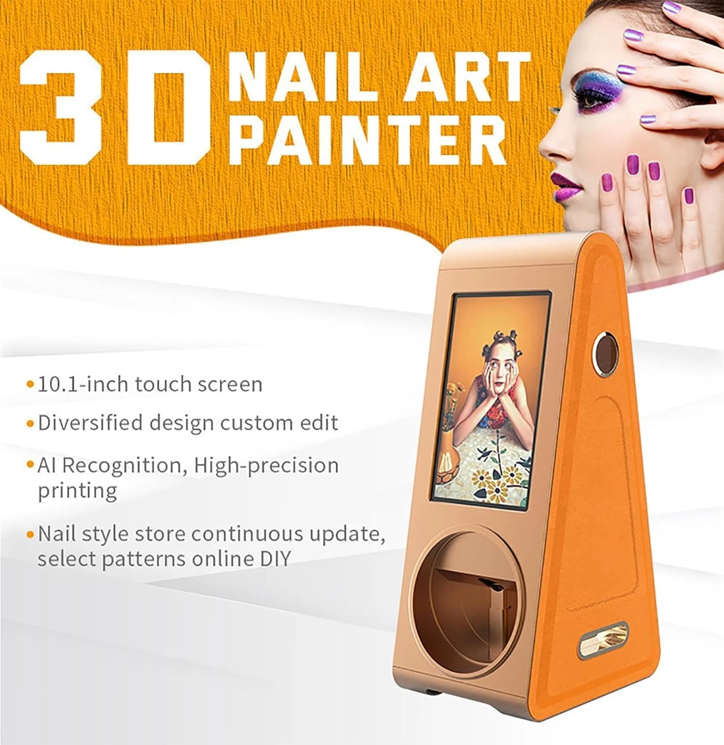 دستگاه چاپ ناخن سه بعدی با صفحه نمایش دیجیتال، دستگاه چاپگر هنر ناخن قابل حمل با برنامه هوشمند/کنترل WiFi، چاپ سریع 20 ثانیه ای، دستگاه خشک کن لاک طراحی ناخن DIY دستگاه چاپ ناخن سه بعدی با صفحه نمایش دیجیتال، دستگاه چاپگر هنر ناخن قابل حمل با برنامه هوشمند/کنترل WiFi، چاپ سریع 20 ثانیه ای، دستگاه خشک کن لاک طراحی ناخن DIY