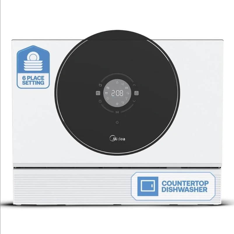ماشین ظرفشویی رومیزی 6 نفره میدیا، صفحه نمایش لمسی فوق واقعی، حالت بارگیری سریع، خشک کردن با باز شدن خودکار، روکش آینه ای، مقاوم در برابر خراش و لکه - WQP6-3609W-G (سفید)