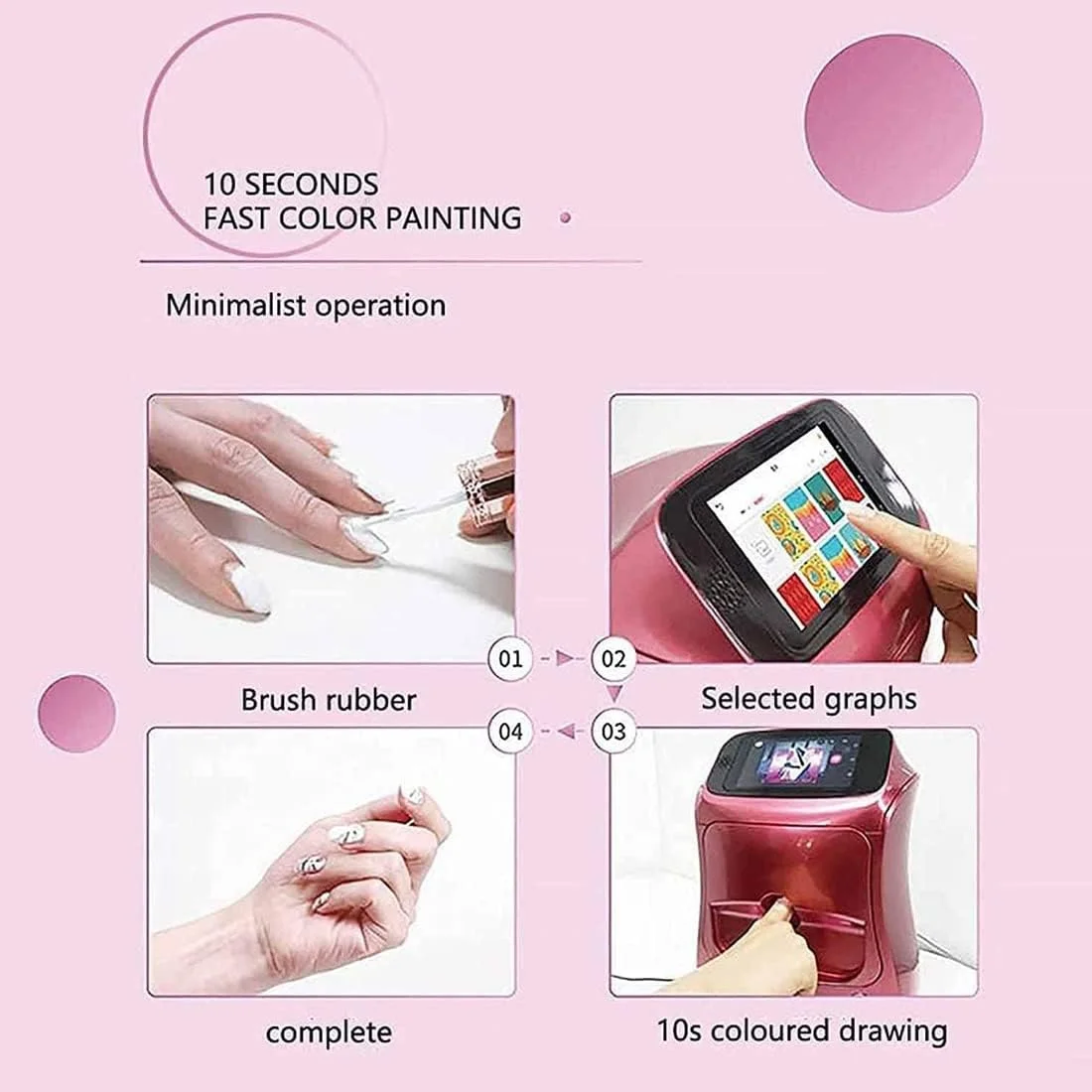 دستگاه چاپ ناخن قابل حمل دیجیتال، دستگاه چاپ سه بعدی ناخن با صفحه لمسی، پشتیبانی از WiFi/DIY، طراحی در 10 ثانیه، زیبایی و مراقبت شخصی برای ناخن های دخترانه دستگاه چاپ ناخن قابل حمل دیجیتال، دستگاه چاپ سه بعدی ناخن با صفحه لمسی، پشتیبانی از WiFi/DIY، طراحی در 10 ثانیه، زیبایی و مراقبت شخصی برای ناخن های دخترانه